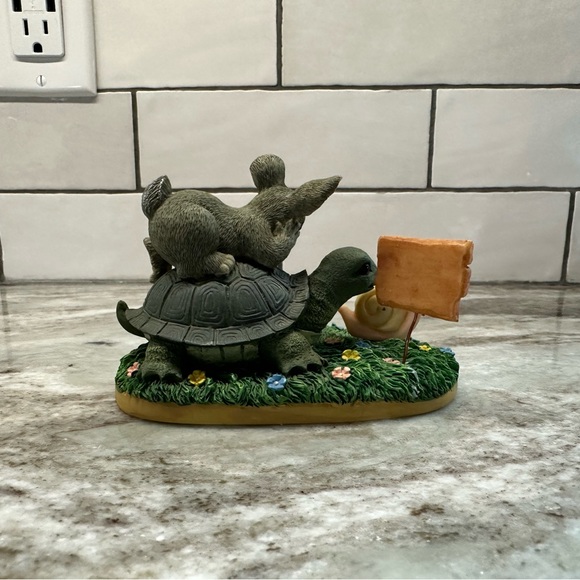 1998 Ltd Ed Charming Tails Fitz & Floyd " Steady Wins The Race" Turtle Bunny - Picture 8 of 11